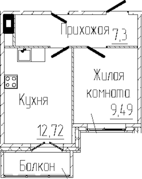 1-комнатная квартира 33.7 м², 4/8 эт., ЖК «SERTOLOVO PARK»